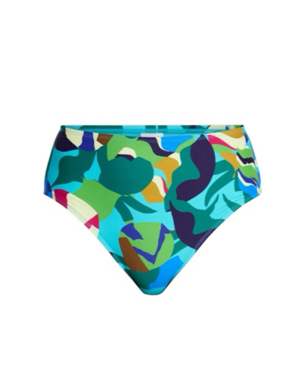 Time and Tru Teal Blue Green Abstract Ring-Front High-Waist Bikini - Picture 7 of 13